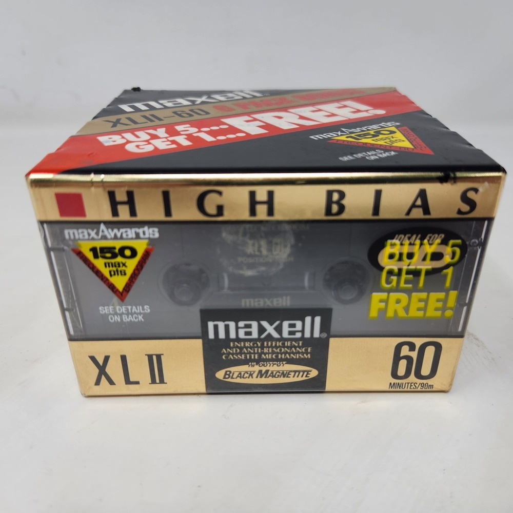 Maxell XLII 60 High Bias Type II Audio Cassette Tape 6 Pack Bonus Sealed Japan
